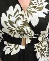 Robe femme kaki fleurs écrues Ophéa