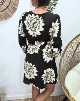 Robe femme kaki fleurs écrues Ophéa
