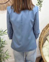 Blazer femme manches plissées bleu jean
