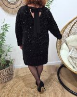 Robe courte femme velours sequins et dos noué