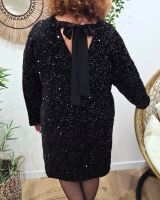 Robe courte femme velours sequins et dos noué