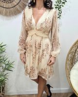 Robe femme beige à sequins cuivrés Holly