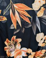 Robe longue femme noire fleurs terracotta et dorures Clara