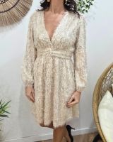 Robe femme beige à sequins dorés Ivy