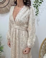 Robe femme beige à sequins dorés Ivy