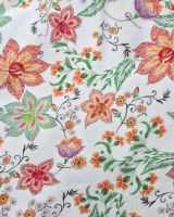 Robe longue femme écrue fleurs oranges et vertes Cassiopea