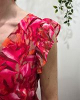 Robe longue femme fuchsia orange kaki manches à volants Zéphina