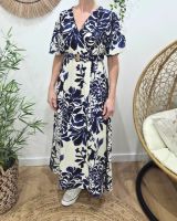 Robe longue femme marine et écrue Willa