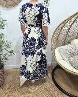 Robe longue femme marine et écrue Willa