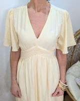 Robe longue femme jaune pâle unie Honoria