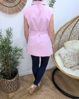 Robe blazer femme sans manches à nouer rose