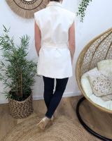 Robe blazer femme sans manches à nouer blanche