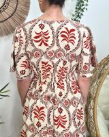 Robe longue femme écru motifs terracotta Violante