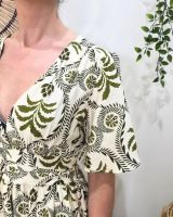 Robe longue femme écru motifs Kaki Violante