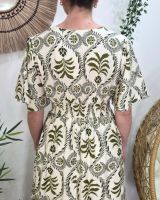Robe longue femme écru motifs Kaki Violante