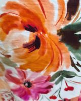  Robe longue femme fluide à bretelles fleurs oranges fuchsia et jaunes Rachele