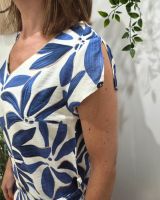  Robe droite femme écrue et bleue Ottavia