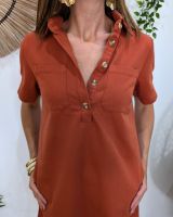 Robe courte droite femme unie terracotta