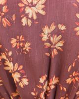  Robe courte femme terracotta motifs fleuris liseré cuivré