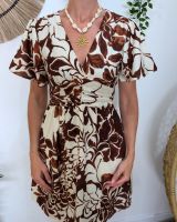 Robe courte femme marron et écrue Willa