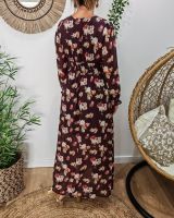 Robe longue femme prune à fleurs Mimosa