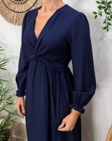  Robe longue femme bleu marine manches longues Clothilde