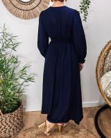  Robe longue femme bleu marine manches longues Clothilde