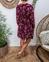  Robe courte femme prune fleurs violettes et blanches Élisabeth