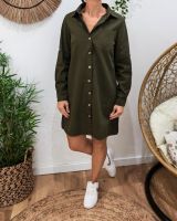  Robe droite femme unie kaki boutonnée Maresia