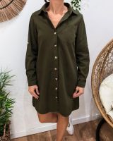  Robe droite femme unie kaki boutonnée Maresia