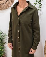  Robe droite femme unie kaki boutonnée Maresia