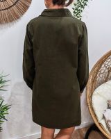  Robe droite femme unie kaki boutonnée Maresia