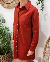  Robe droite femme unie terracotta boutonnée Maresia