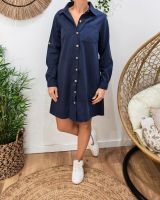  Robe droite femme unie bleu marine boutonnée Maresia