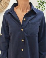  Robe droite femme unie bleu marine boutonnée Maresia