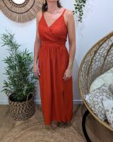  Robe longue femme à bretelles terracotta nouée 