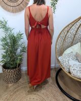  Robe longue femme à bretelles terracotta nouée 