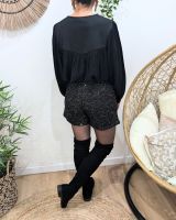 Short femme tweed noir sequins argentés Suzanne