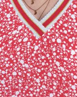 Blouse grande taille rouge fleurs liberty blanches