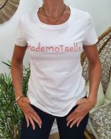 T-Shirt blanc Mademoiselle rose poudré