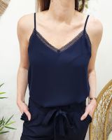 Top femme à bretelles bleu marine Elisa