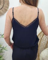 Top femme à bretelles bleu marine Elisa