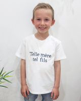 T-Shirt enfant blanc Telle mère tel fils marine