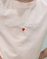 T-Shirt enfant rose poudré Telle mère telle fille blanc