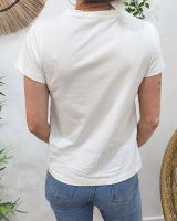 T-Shirt femme écru broderie belle et rebelle vert