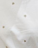 T-Shirt femme blanc coeurs brodés dorés