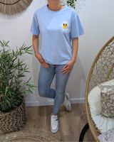 T-Shirt femme bleu ciel fleurs good vibes Only