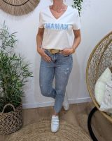 T-Shirt femme blanc Maman bleu
