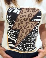 T-Shirt femme blanc éclair python léopard doré