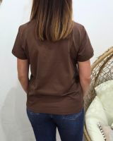 T-Shirt femme marron broderie madame dorée